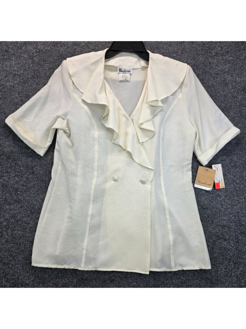 Vintage 80s Gailord Ruffled Collar Blouse 10 White Yugoslavia Romantic Feminine